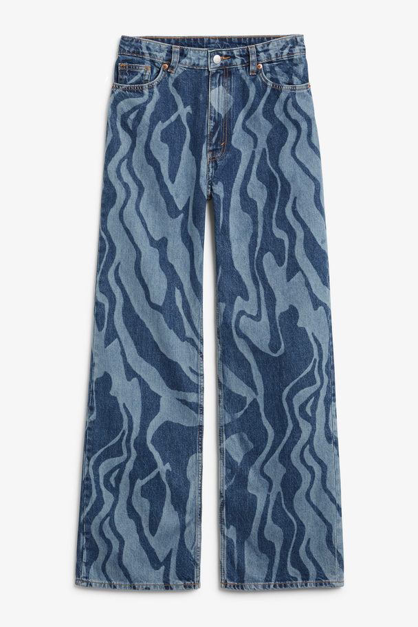 Monki Yoko Blauwe Zebra Jeans Blauw