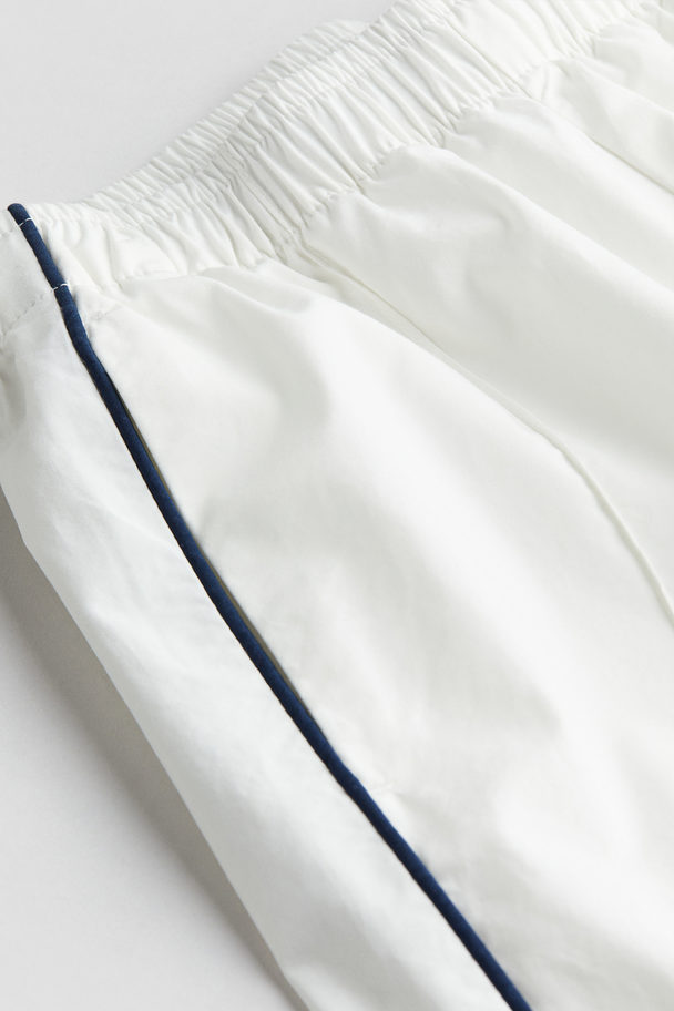 H&M Piping-detail Track Pants White/dark Blue