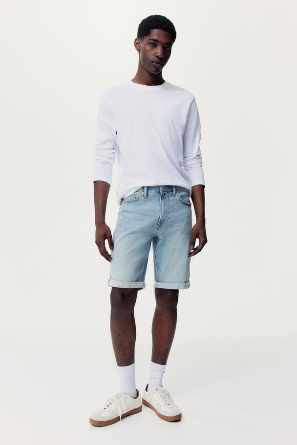 H&M Slim Denim Shorts Light Denim Blue