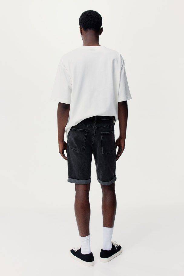 H&M Slim Denim Shorts Denim Black