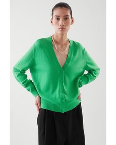Regular-fit Merino Wool Cardigan Green