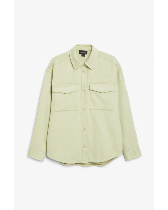 Monki Super Soft Flannel Shirt Light Green