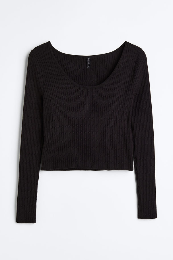 H&M H&m+ Knitted Top Black