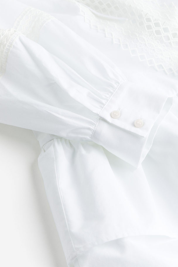 H&M Tunikakleid mit Spitzendetail Weiß