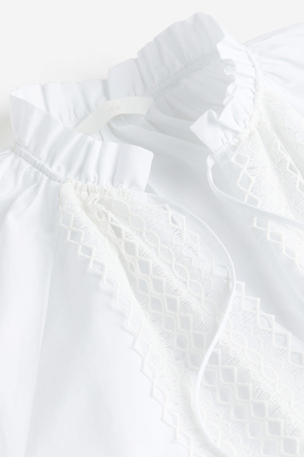 H&M Tunikakleid mit Spitzendetail Weiß