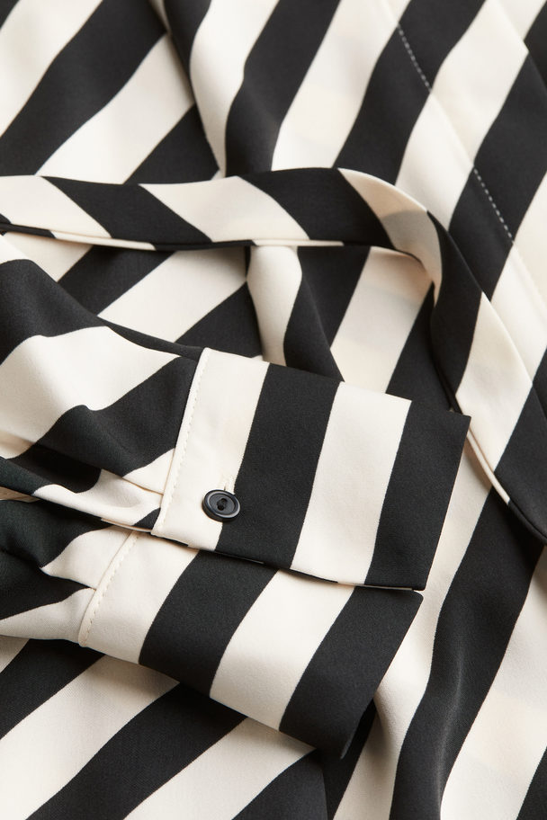 H&M Tie-belt Shirt Dress Black/white Striped