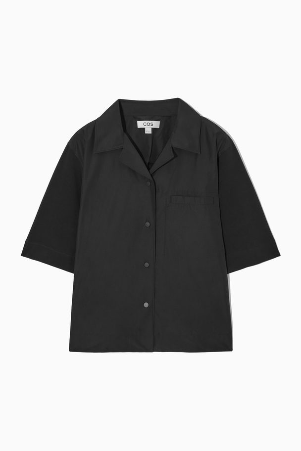 COS Boxy Shell-panel Bowling Shirt Black