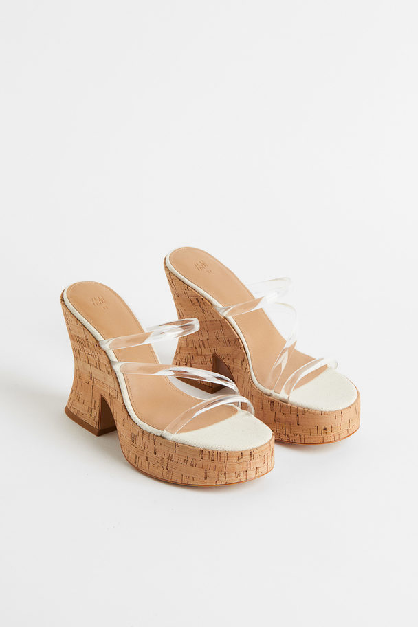 H&M Wedge-heeled Sandals Transparent/beige