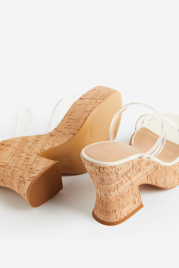 H&M Sandalen mit Keilabsatz Transparent/Beige