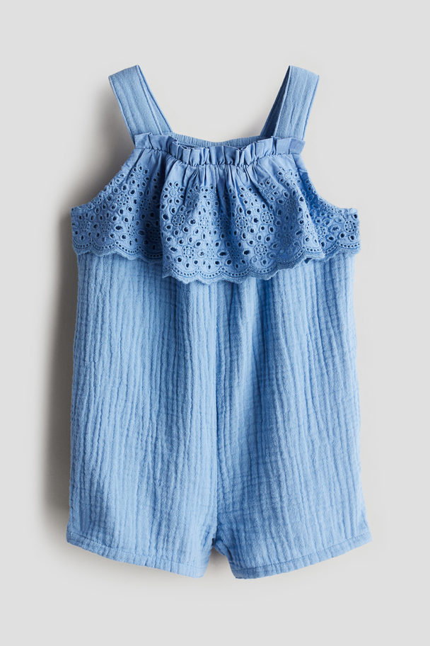 H&M Cotton Muslin Romper Suit Blue