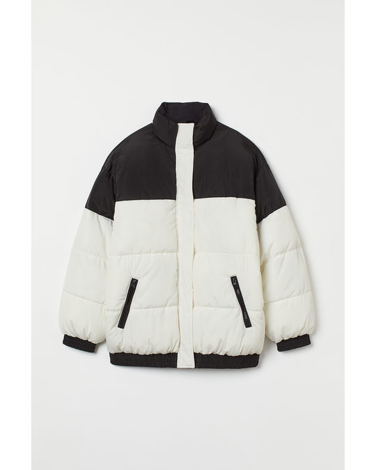 H&M Puffer Jacket White/black