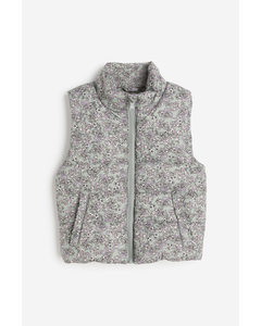 Puffer Gilet Light Green/floral