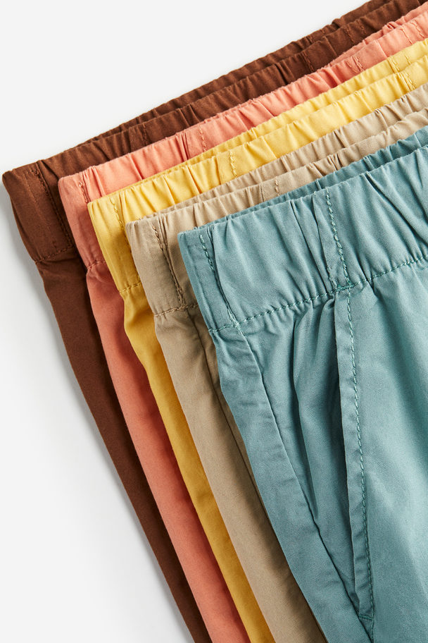 H&M 5-pack Pull-on Shorts Dusty Turquoise/light Beige