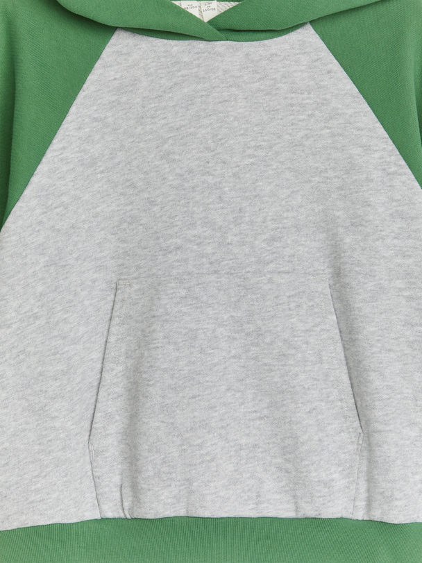ARKET Hoodie mit Tasche Grau meliert/Grün