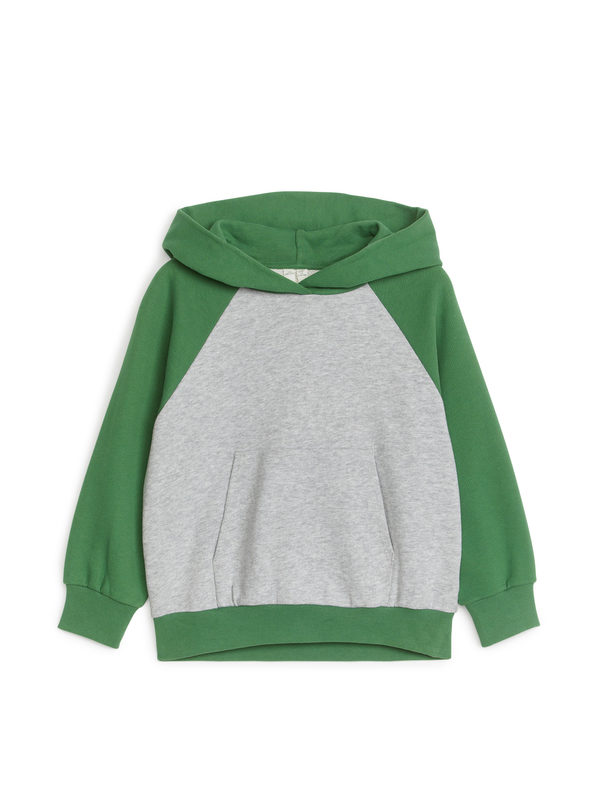 ARKET Front-pocket Hoodie Grey Melange/green