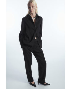Diamanté-embellished Wool-blend Trousers Black