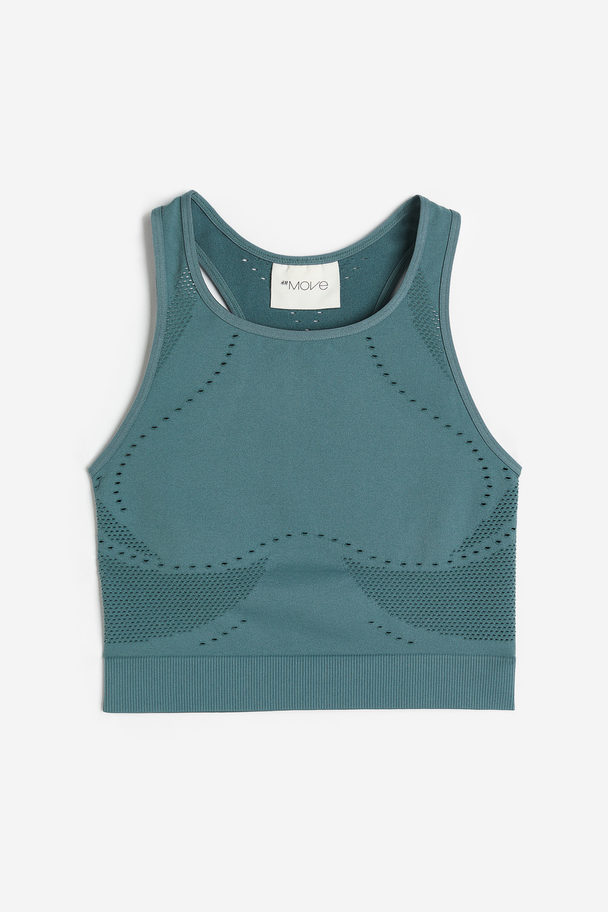 H&M Drymove™ Seamless Cropped Sports Top Teal
