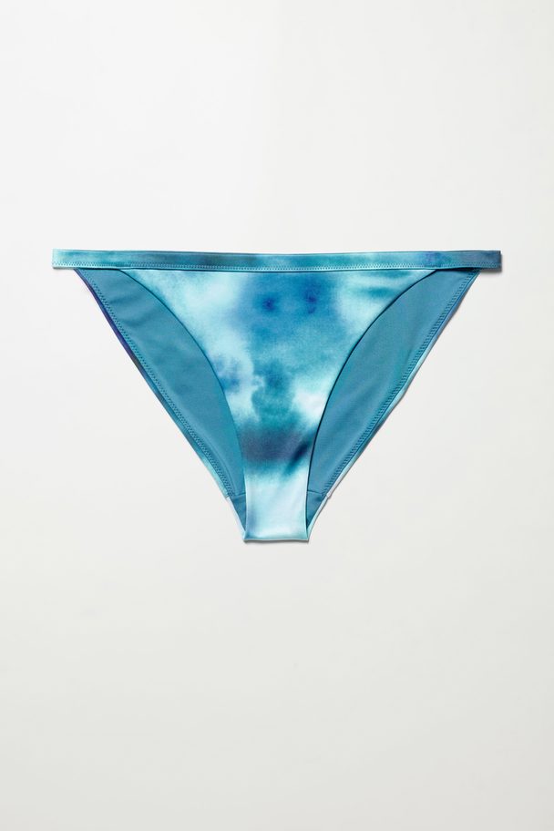 Weekday Ava Tanga Printed Bikini Bottom Turquoise