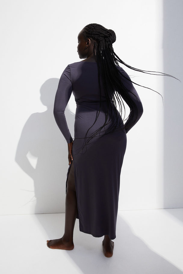 H&M Viscose-blend Dress Dark Grey