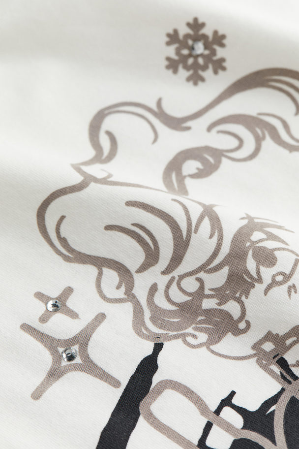 H&M Oversized T-Shirt mit Print Cremefarben/Saweetie