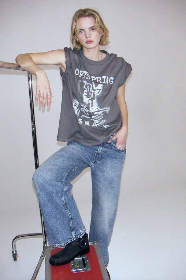 H&M Oversized Printed T-shirt Grey/the Offspring