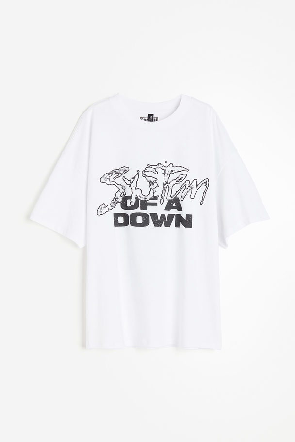 H&M Oversized T-shirt Met Print Wit/system Of A Down