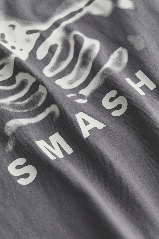 H&M Oversized T-Shirt mit Print Grau/The Offspring