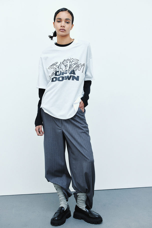 H&M Oversized T-shirt Met Print Wit/system Of A Down