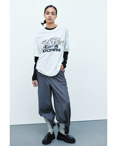 Oversized T-shirt Met Print Wit/system Of A Down