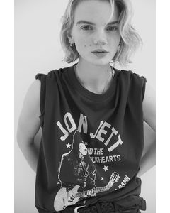 Oversized T-Shirt mit Print Dunkelgrau/Joan Jett