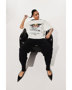 Oversized T-Shirt mit Print Cremefarben/Aerosmith