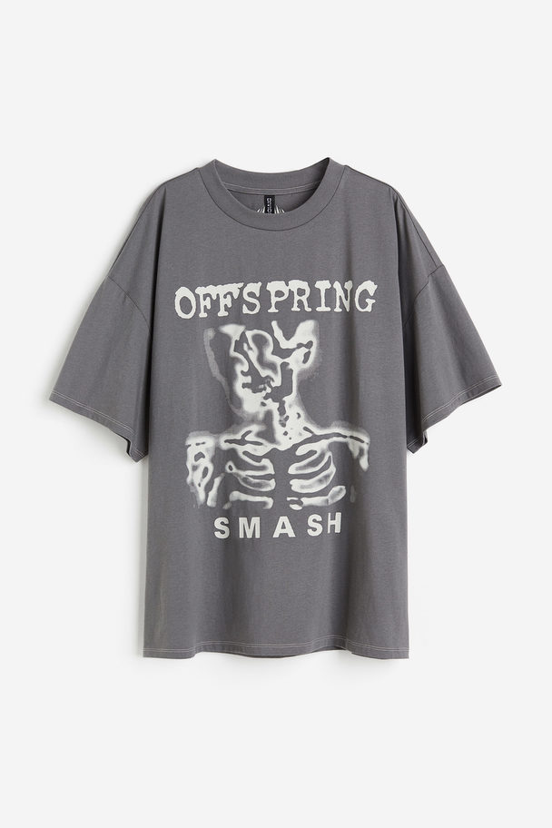H&M Oversized T-shirt Met Print Grijs/the Offspring