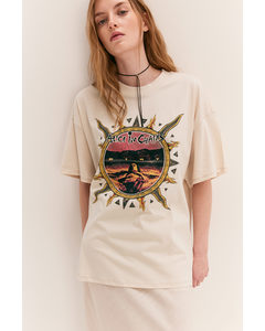Oversized T-shirt Med Tryck Ljusbeige/alice In Chains