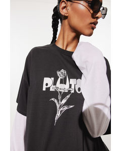 Oversized T-Shirt mit Print Dunkelgrau/Pluto