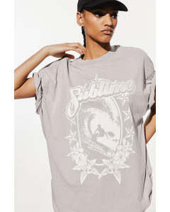 Oversized T-Shirt mit Print Hellgrau/Sublime