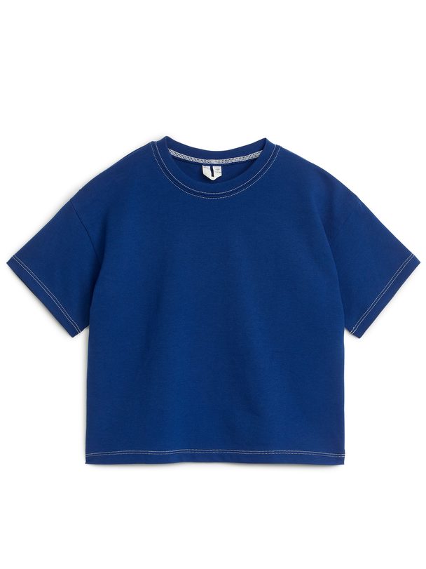 ARKET T-shirt Met Contraststiksel Donkerblauw
