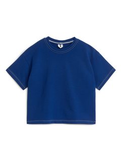 T-skjorte Med Kontrastsøm Mørkeblå