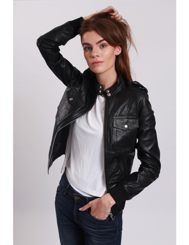 Le Temps des Cerises Leather Jacket Leire
