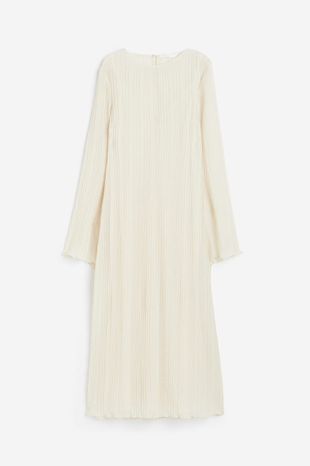 H&M Kleid aus Crinklestoff Cremefarben
