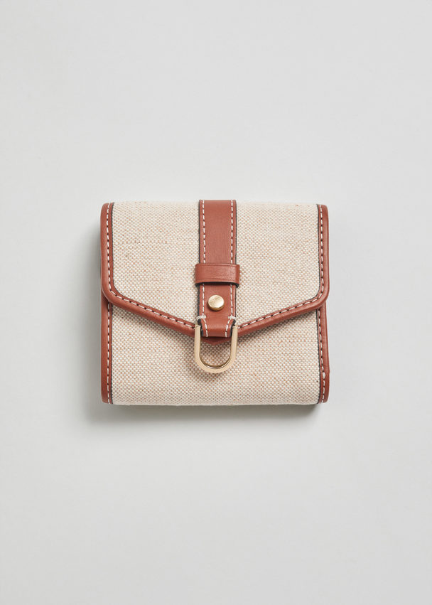 & Other Stories Jute Leather Tri-fold Wallet Cognac/wheat
