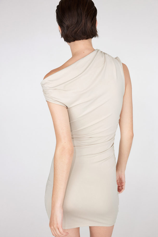 H&M One-Shoulder-Kleid mit Raffungen Hellbeige