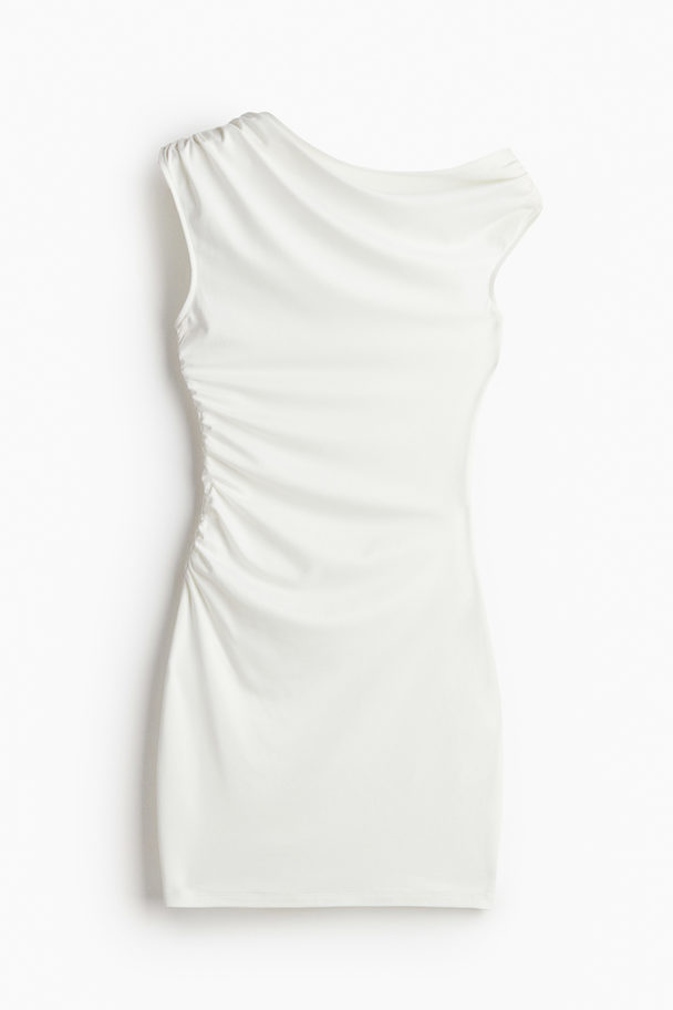 H&M One-Shoulder-Kleid mit Raffungen Weiß