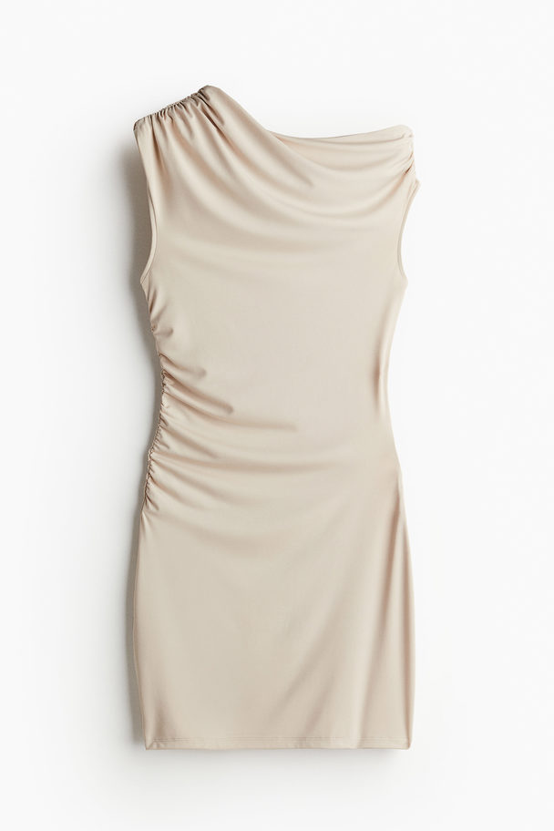 H&M One-Shoulder-Kleid mit Raffungen Hellbeige