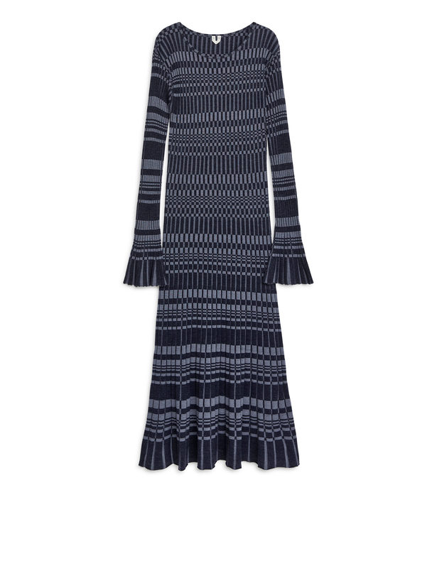 ARKET Wool-blend Rib Dress Dark Blue