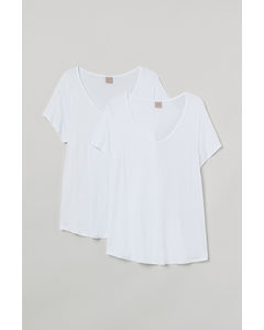 H&m+ 2-pak T-shirt I Viskose Hvid