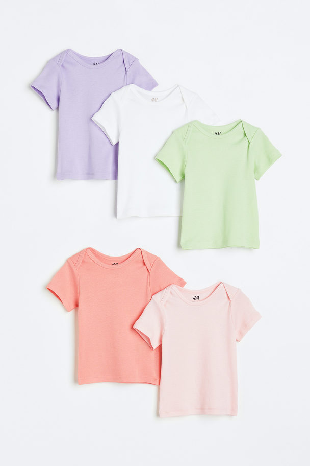 H&M 5-pack T-shirts Light Purple/light Pink