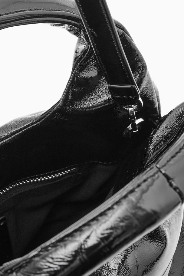 COS Padded Crossbody - Patent Leather Black