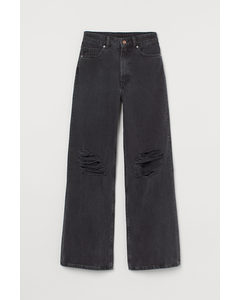 Wide High Jeans Schwarz/Washed out