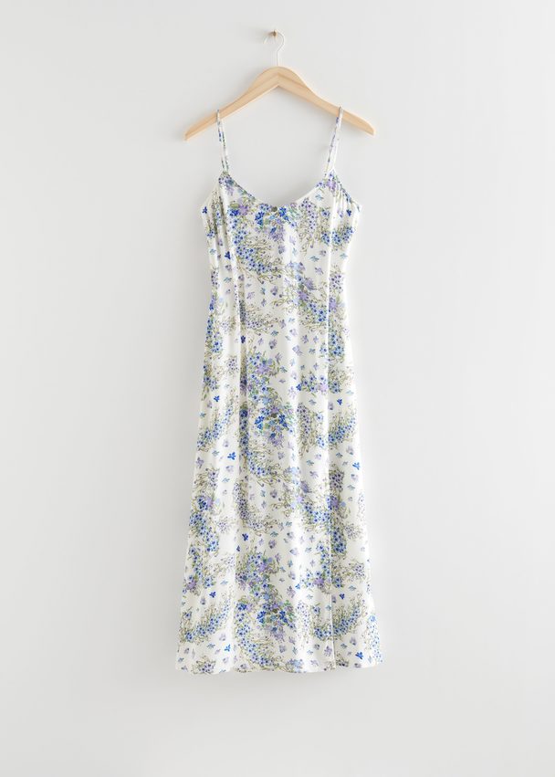 & Other Stories Printed Slip Midi Dress Blue Florals
