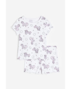 Cotton Pyjamas White/unicorns